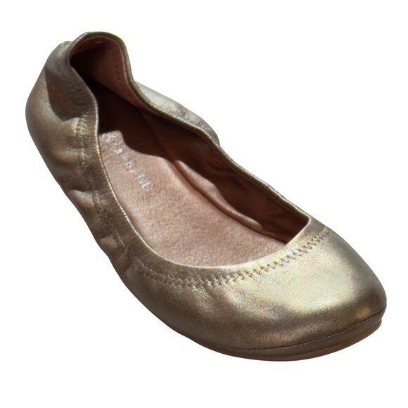 LUCKY BRAND Emmie Women's Gold Metallic Leather Ballet Flats Size 7M - Picture 1 of 11